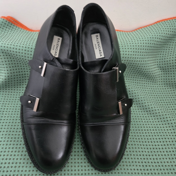 Balenciaga Men\'s Black Double Monk Strap Oxfords main image 7
